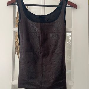 Brown Leather Snake Skin Top